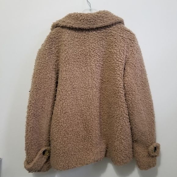 *SOLD* Free People jacket Brown Tan So Soft Cozy Peacoat Teddy Sherpa Button s… - Picture 4 of 4